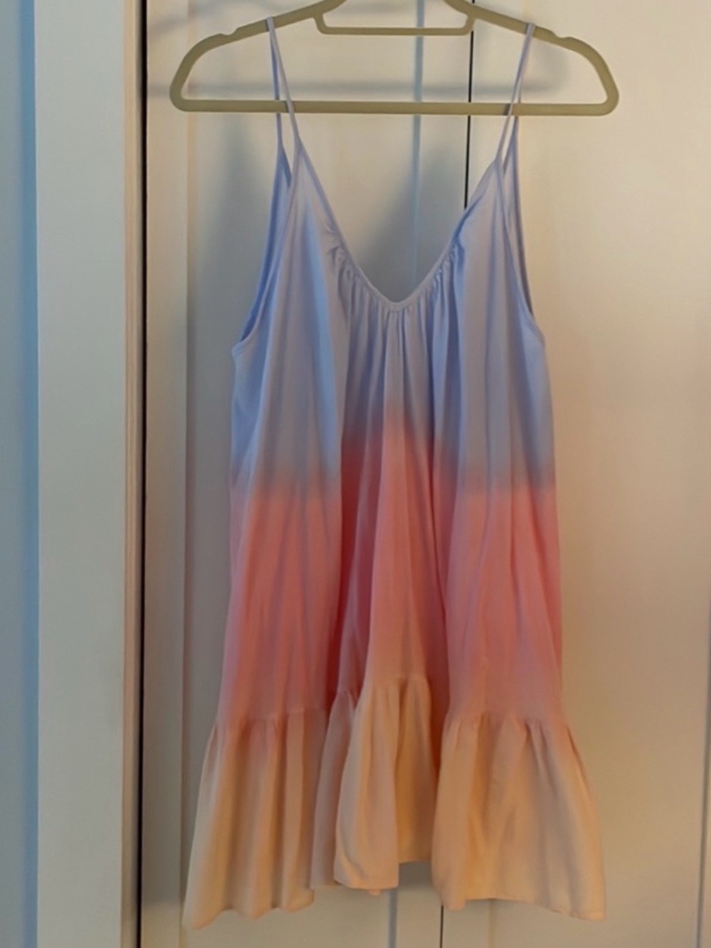 9 Seed Dip Dye one size ombré St.Tropez Ruffle trim dress beach coverup
